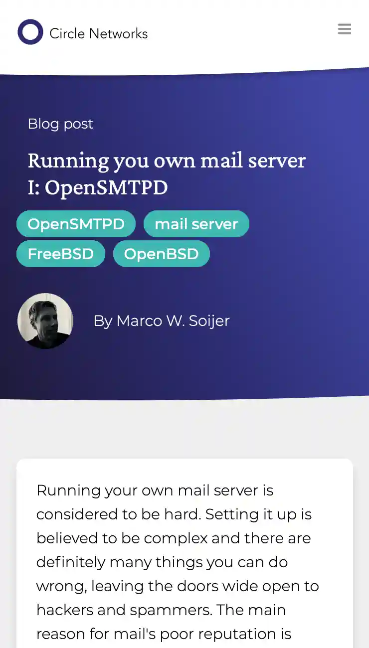 Running you own mail server I: OpenSMTPD