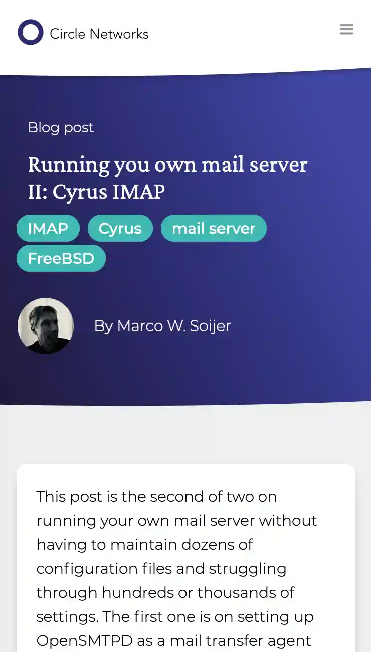 Running you own mail server II: Cyrus IMAP